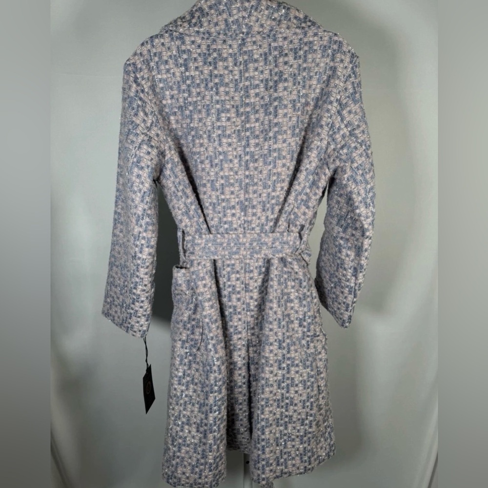 Kathy Ireland Women's Metallic Plaid Belted Long Coat Size Med, Large, 3X - NEW - Picture 3 of 8